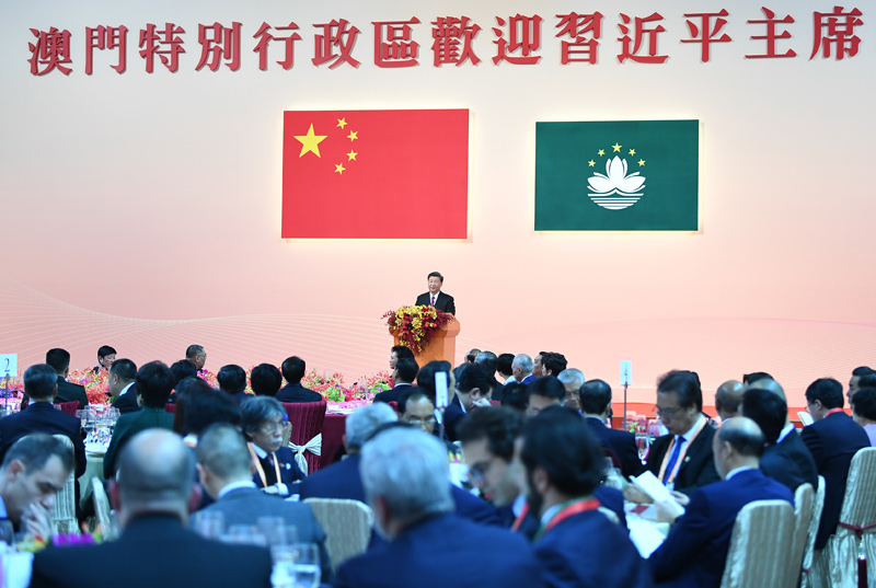 12月19日，國家主席習(xí)近平出席澳門特別行政區(qū)政府歡迎晚宴并發(fā)表重要講話。 新華社記者 謝環(huán)馳 攝